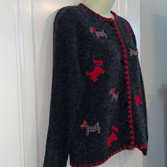 Vtg 2000 Marisa Christina (The Christmas Collection) Scottie dog cardigan - Picture 6 of 12